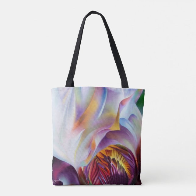 Iris (purple and white) Tote Bag (Back)