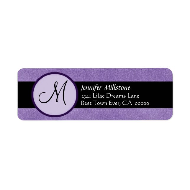 IRIS PURPLE & BLACK Wedding Monogram Address Label (Front)