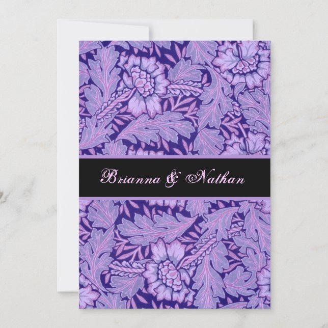 Iris Purple Vintage Damask  Wedding Invitation (Front)