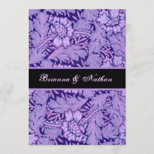 Iris Purple Vintage Damask  Wedding Invitation