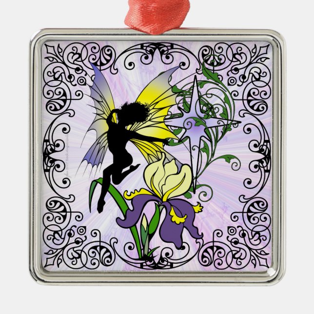 Iris Shadow Fairy Metal Tree Decoration (Front)