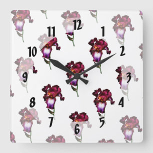Iris Splash O' Wine Square Wall Clock