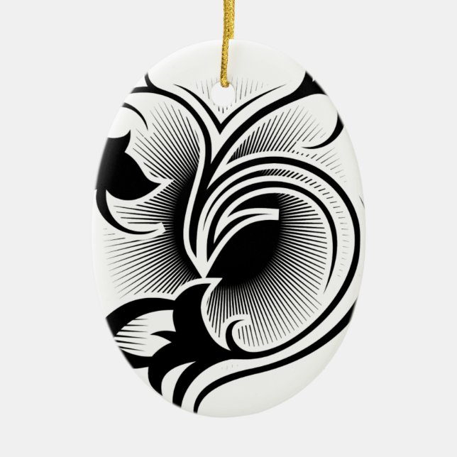 Iris tattoo ceramic tree decoration (Front)