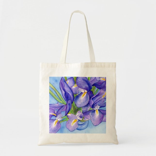 Iris Vase Flower Painting Tote Bag (Front)