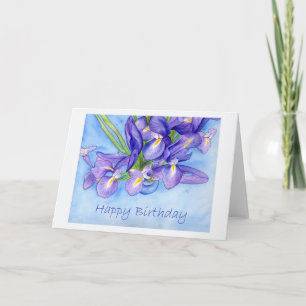 Iris Vase "Happy Birthday" Greeting Card