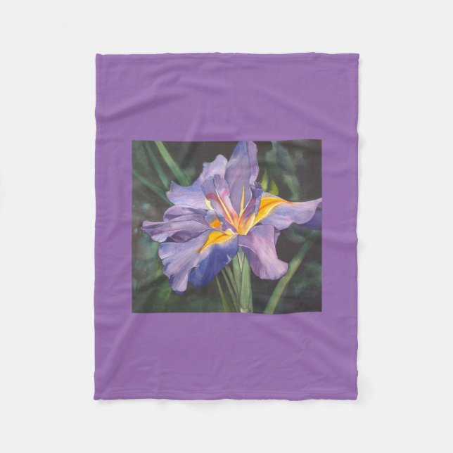 Iris watercolor fleece blanket (Front)