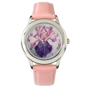 Iris Watercolor Painting Purple art Flower Floral Watch
