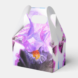 Iris Wedding Cake Favour Box Purple Lilac Flowers