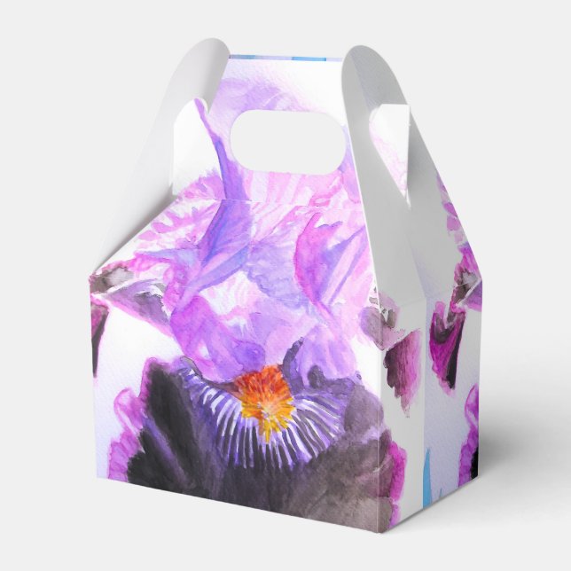 Iris Wedding Cake Favour Box Purple Lilac Flowers (Front Side)