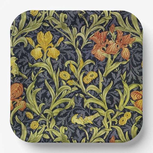 Iris William Morris Pattern  Paper Plate (Front)