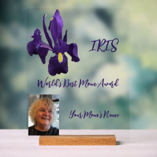 Iris World's Best Mum Award Acrylic Sign