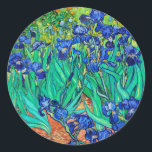 Irises (1889) Botanical Fine Art Vincent Van Gogh Classic Round Sticker<br><div class="desc">The gorgeous blue iris blooms from the Impressionist master Vincent Van Gogh's Impressionism painting of the botanical blue iris garden are depicted on these lovely stationery round paper stickers, "Irises, " from 1889. While receiving treatment at the Saint Paul-de-Mausole institution in Saint-Rémy-de-Provence, France, in the year before his death in...</div>