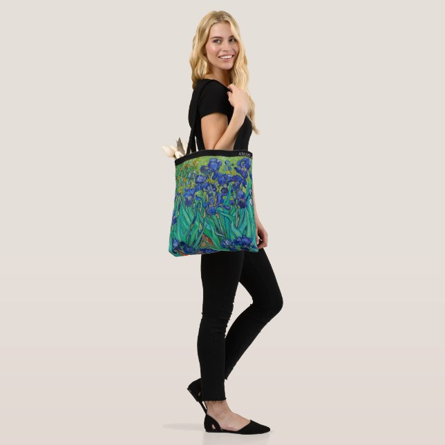 Irises (1889) by Van Gogh – Custom Text Tote Bag (On Model)