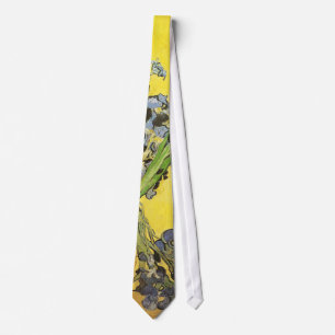 Irises Against Yellow Background Van Gogh Fine Art Tie