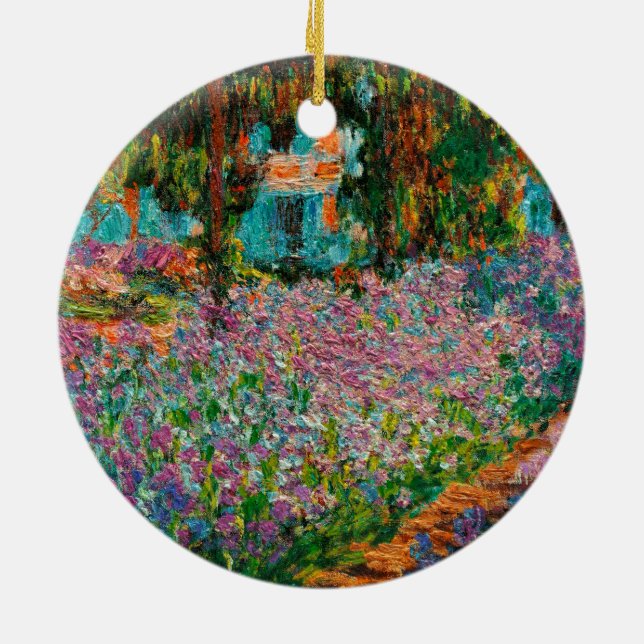 Irises At Giverny Claude Monet Ceramic Tree Decoration (Back)