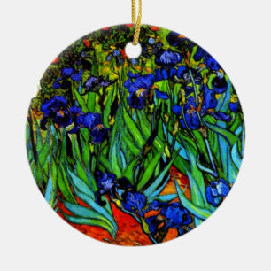 Irises, beautiful painting by Vincent van Gogh Ceramic Tree Decoration