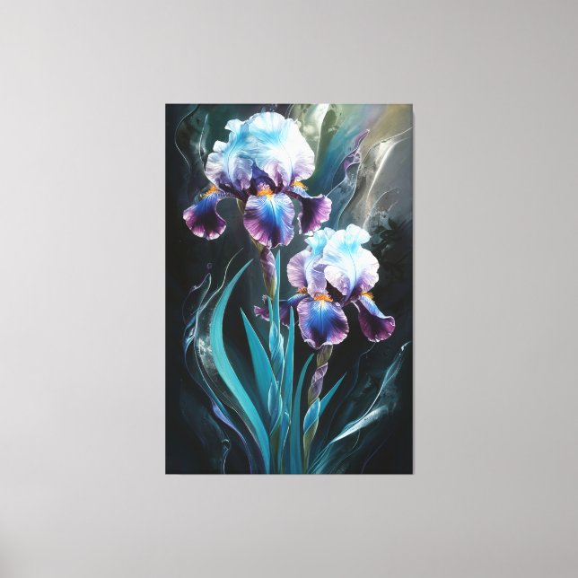 *~* Irises Blue Flower Artsy Iris Painting AP84 Canvas Print (Front)