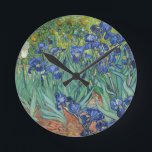 Irises by Van Gogh Round Clock<br><div class="desc">Vincent van Gogh's art - Paintings of floral and nature - Post-impressionist landscape artworks</div>