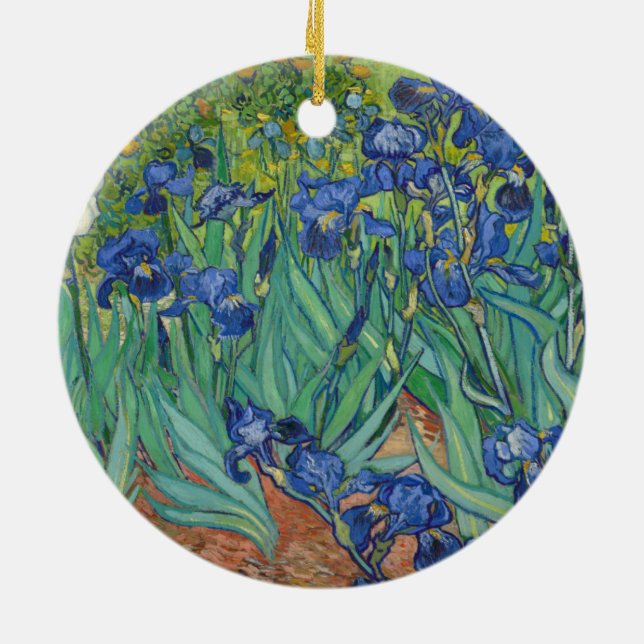 Irises by Vincent Van Gogh 1889 Ceramic Tree Decoration (Back)