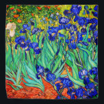 Irises by Vincent Van Gogh Bandana<br><div class="desc">Vincent Van Gogh Irises . Painted in 1889 it is one of the painting he created in Saint Paul-de-Mausole asylum in Saint-Rémy-de-Provence in France. It is an oil painting. This fine art landscape oil painting depicts a field of iris flower plants. Vincent Van Gogh was a famous artist. He was...</div>