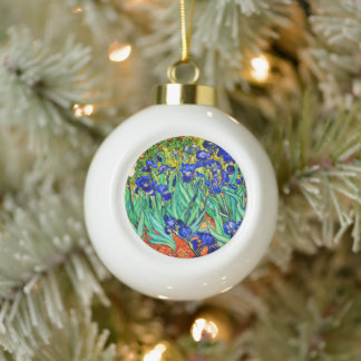Irises by Vincent Van Gogh Ceramic Ball Christmas Ornament