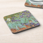 Irises by Vincent van Gogh Coaster<br><div class="desc">Irises (1889) by Van Gogh is a vintage post impressionism fine art floral nature painting. A group of purple bearded irises and a single white iris flower growing in a garden. It was one of his first paintings while he was at the asylum in Saint-Remy-de-Provence. In 1987 it became the...</div>
