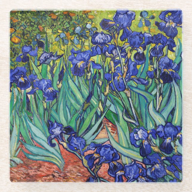 Irises by Vincent van Gogh Glass Coaster (Front)