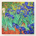 Irises by Vincent Van Gogh Glass Coaster<br><div class="desc">Vincent Van Gogh Irises . Painted in 1889 it is one of the painting he created in Saint Paul-de-Mausole asylum in Saint-Rémy-de-Provence in France. It is an oil painting. This fine art landscape oil painting depicts a field of iris flower plants. Vincent Van Gogh was a famous artist. He was...</div>