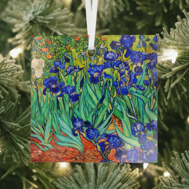 Irises by Vincent Van Gogh Glass Tree Decoration (Insitu)