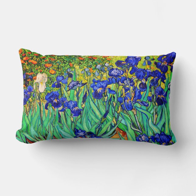 Irises by Vincent Van Gogh Lumbar Cushion (Front)
