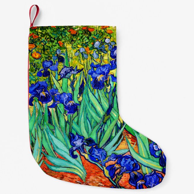 Irises by Vincent Van Gogh Small Christmas Stocking (Front)