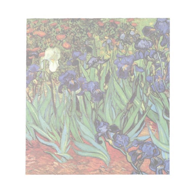 Irises by Vincent van Gogh, Vintage Garden Art Notepad (Front)
