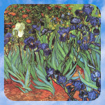 Irises by Vincent van Gogh, Vintage Garden Art Square Sticker<br><div class="desc">Irises (1889) by Vincent van Gogh is a vintage fine art post impressionism landscape floral painting featuring a garden with purple bearded irises growing by orange poppies. A single white iris flower is blooming at the edge. About the artist: Vincent Willem van Gogh (1853 -1890) was one of the most...</div>
