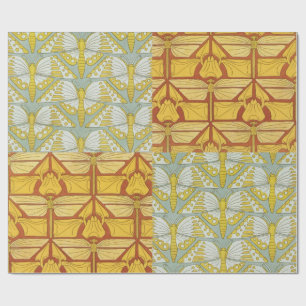 Irises Dragonflies Butterflies Art Nouveau Wrapping Paper