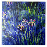 Irises, famous floral painting by Claude Monet Tile<br><div class="desc">Irises,  beautiful flowers painted by Impressionist artist Claude Monet</div>