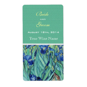 Irises fine art wedding wine labels
