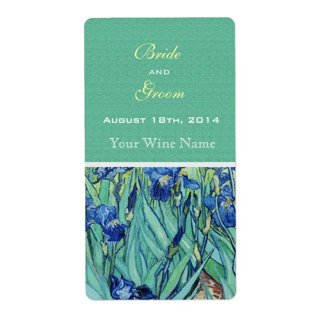 Irises fine art wedding wine labels (Front)
