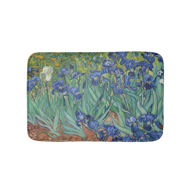 Irises, Floral Oil Painting, Vincent Van Gogh Bath Mat (Front)