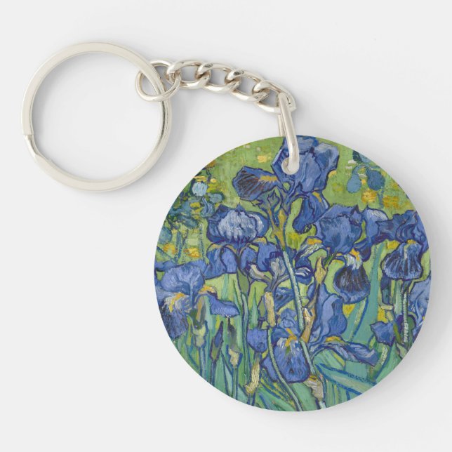 Irises, Floral Oil Painting, Vincent Van Gogh Key Ring (Front)