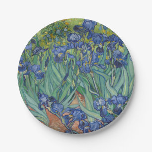 Irises, Floral Oil Painting, Vincent Van Gogh Paper Plate