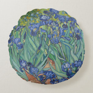Irises, Floral Oil Painting, Vincent Van Gogh Round Cushion