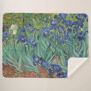 Irises, Floral Oil Painting, Vincent Van Gogh Sherpa Blanket