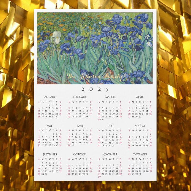 Irises Flowers Vincent Van Gogh 2025 Calendar Card (Irises Flowers Vincent Van Gogh 2025 Calendar Card)