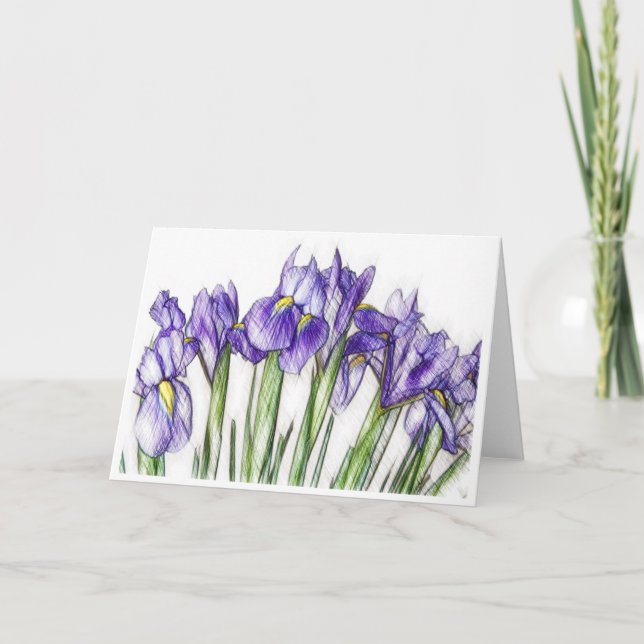 Irises Greeting Card (Blank) (Front)