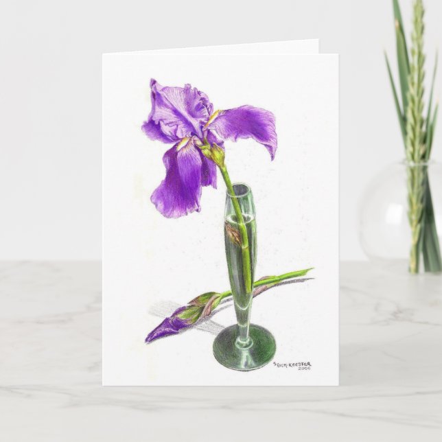 Irises in colored pencil card (Front)