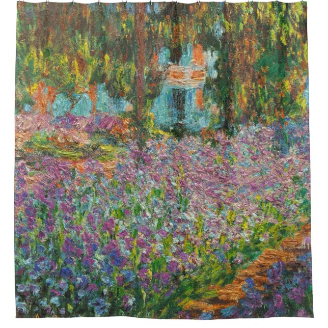 Irises in Monet's Garden Fine Art Shower Curtain (Front)