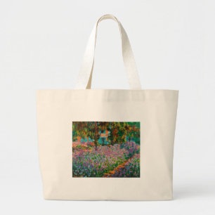 Irises In Monets Garden Large Tote Bag