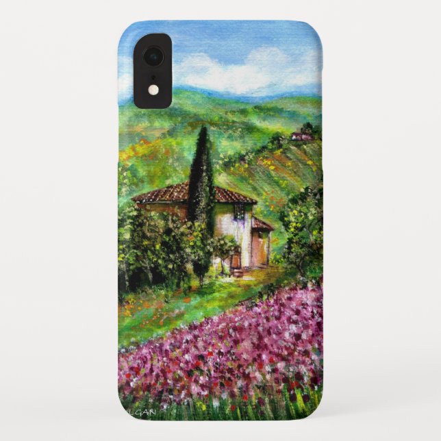 IRISES IN TUSCANY,Purple Flower Fields Landscape Case-Mate iPhone Case (Back)