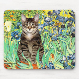 Irises - Tabby Tiger cat 30 Mouse Pad