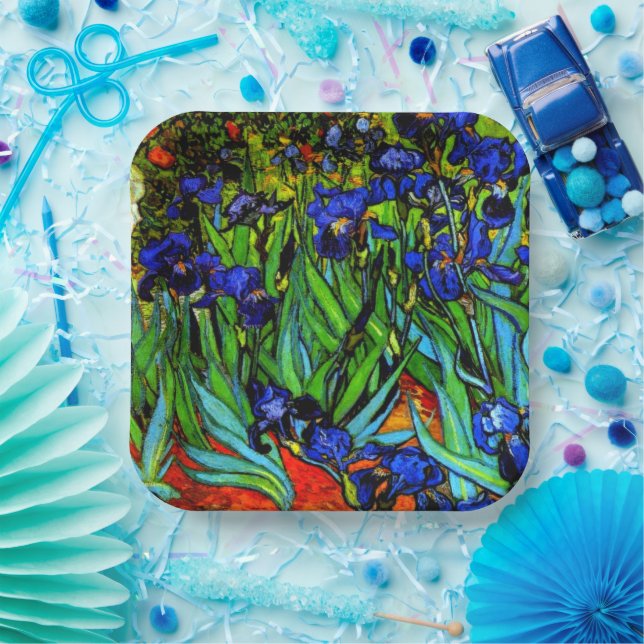 Irises, Van Gogh's famous floral painting Paper Pl Plate (Party)